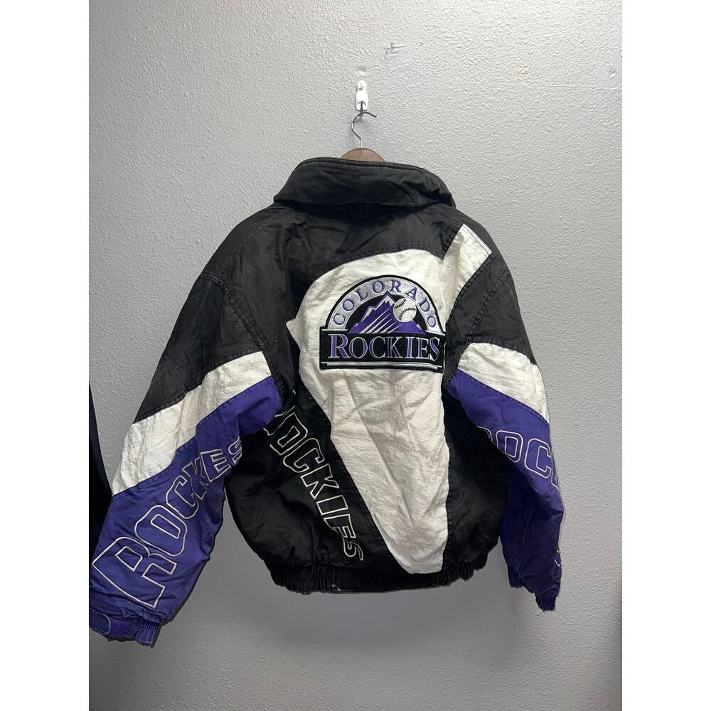 Vintage Colorado Rockies Puffer Jacket MLB Baseball Black Purple 90s VTG Medium